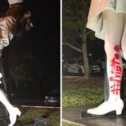 Bild från den vandaliserade statyn.