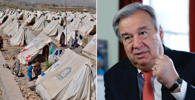 Ett tältläget i Pakistan/FN:s generalsekreterare Antonio Guterres AP