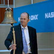 Finansmarknadsminister Peter Norman (M) 2013, firade att börsen fyller 150 år 2013.