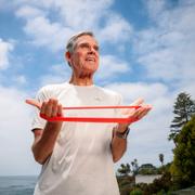 Longevity expert Eric Topol exercises at his home in the La Jolla neighborhood of San Diego on May 16. 