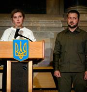 Ukrainas president Volodymyr Zelenskyj och hans fru Olena Zelenska. Stephanie Scarbrough / AP
