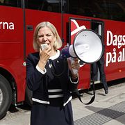S-ledaren Magdalena Andersson under ett besök i Uppsala i veckan.