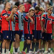 Norska landslaget efter förlusten i kvartsfinalen.