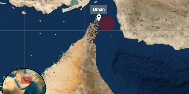 Tankfartyget träffades utanför Oman