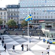 Det omtalade konstverket Du gamla, du fria på Sergels torg år 2017