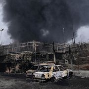 En bild från en attack mot Irans huvudstad Teheran.