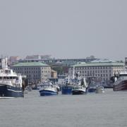 Fiskebåtar på väg in i Göteborg.