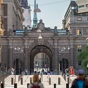 Drottninggatan mot Riksbron och Riksgatan i Stockholm. Illustrationsbild.