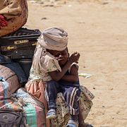 Flyktingar på gränsen mellan Sudan och Chad den 4 maj 2025. 