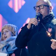 Adamowicz före händelsen på söndagen.