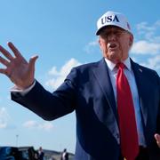 Trump under presskonferensen. 