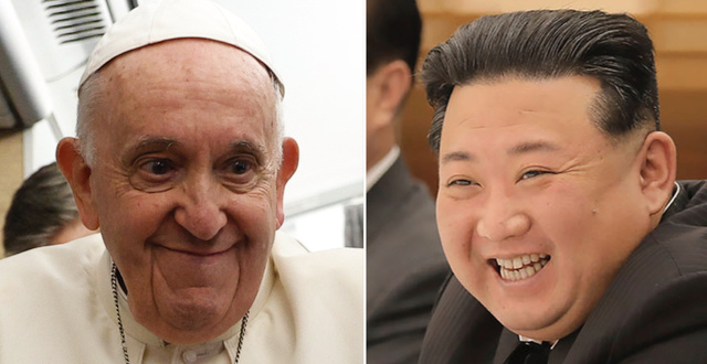 Påve Franciskus och Kim Jong Un. AP