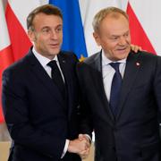 Frankrikes president Emmanuel Macron och Donald Tusk träffades på torsdagen. 