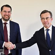 Moderaternas partiledare Ulf Kristersson och Sverigedemokraternas partiledare Jimmie Åkesson.