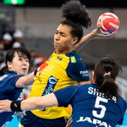 Jamina Roberts i matchen mot Japan.