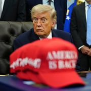 Donald Trump i Vita huset under fredagen.