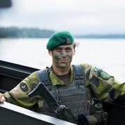 Svensk soldat då Stockholms amfibieregemente 