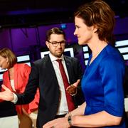 Sverigedemokraternas partiledare Jimmie Åkesson och avgående M-ledaren Anna Kinberg Batra.