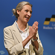 AFD-ledaren Alice Weidel/ Rysslands president Vladimir Putin.
