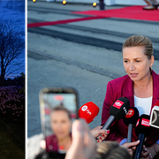 Till vänster Lars Løkke Rasmussen framför syrenhäcken i sin trädgård, på den bild han lagt upp på sociala medier. Till höger nuvarande och tillträdande statsminister Mette Frederiksen.