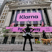 Klarnas rosa färg prydde den amerikanska börsen under noteringen. 