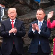 Melania och Donald Trump med Andrzej Duda och Agata Kornhauser-Duda.