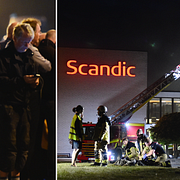 Evakuerade gäster utanför Scandic Segevång.