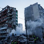 En bild från Ukrainas huvudstad Kyiv, som drabbats hårt av ryska attacker.