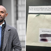 Mohamed Ali samt det brev han har lagt upp på sitt Facebookonto.