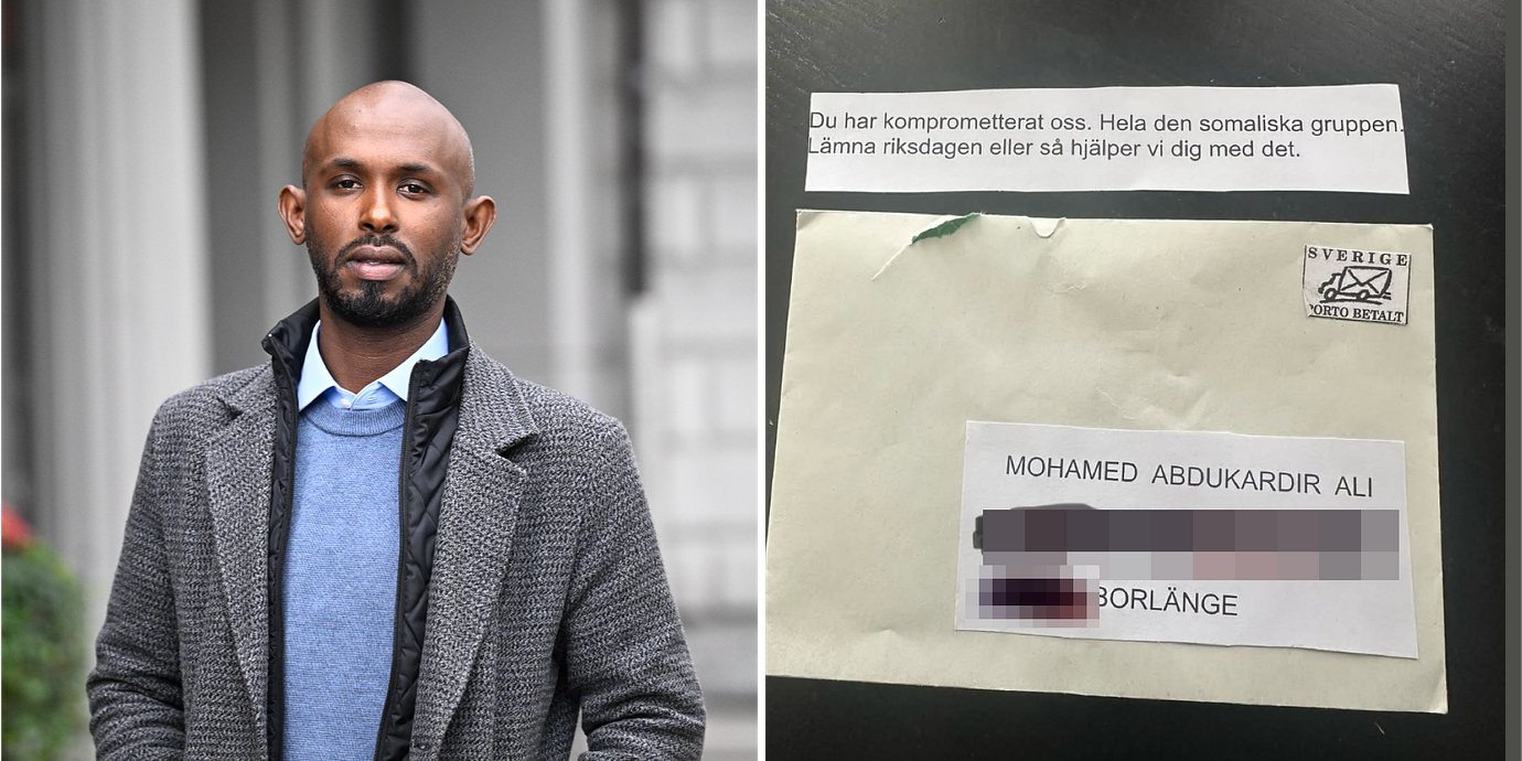 Mohamed Ali samt det brev han har lagt upp på sitt Facebookonto.