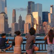 Utsikt över Manhattan. Illustrationsbild.