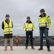 Officiell byggstart för Volvo och Northvolts nya batterifabrik i Torslanda. Jim Rowan Vd Volvo Cars, Adrian Clarke Vd Novo Energy och Peter Carlsson Vd Northvolt.