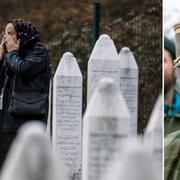 En kvinna sörjer på minnesplatsen för Srebrenicaoffren/Ratko Mladic. Arkivbilder.