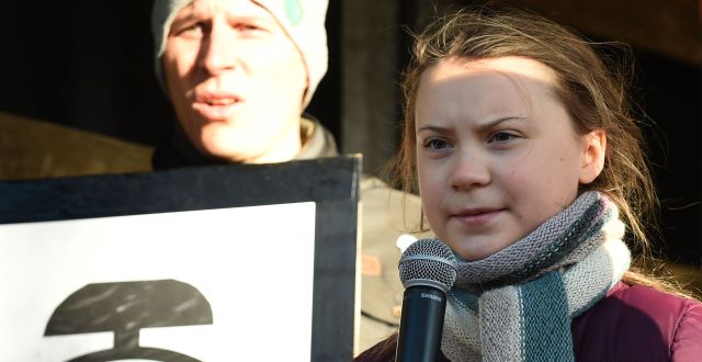 Greta Thunberg under klimatmötet i Polen.  JANEK SKARZYNSKI / AFP