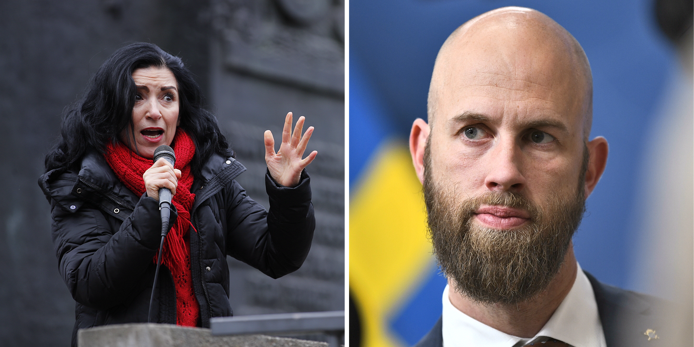 Amineh Kakabaveh (V) och Carl-Oskar Bohlin (M).