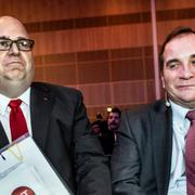 LO:s ordförande Karl-Petter Thorwaldsson och Stefan Löfven, Socialdemokraternas partiledare, vid LO:s valkonferens i Stockholm 2014.