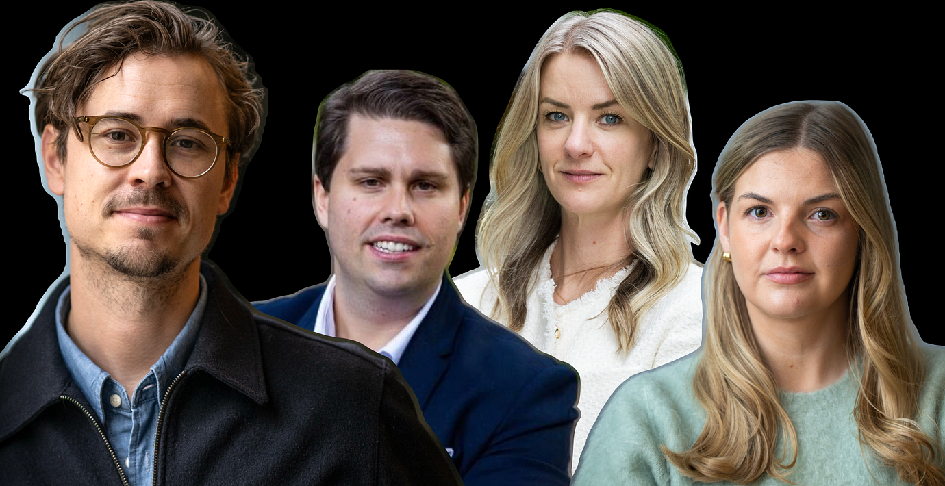 Nordnets Carl-Henrik Söderberg, Montroses Nicklas Andersson, Danske Banks Maria Landeborn och Avanzas Felicia Schön.