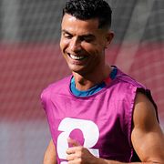 Cristiano Ronaldo under en träning med Portugal den 1 juli.