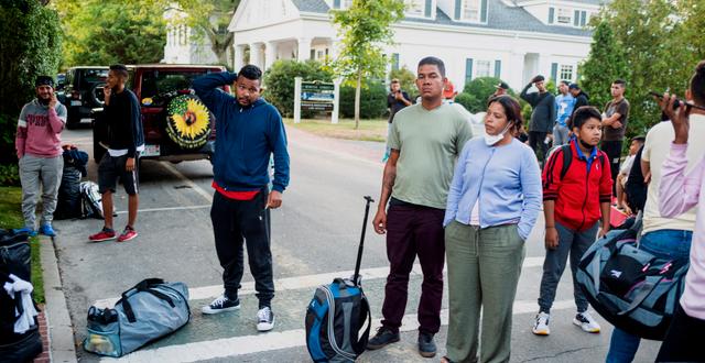 Migranter på ön Martha’s Vineyard. Ray Ewing / AP