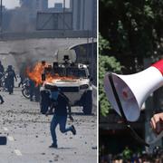 Demonstranter i Caracas/Juan Guaidó. 