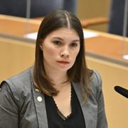 Miljöpartiets gruppledare Annika Hirvonen i riksdagen.