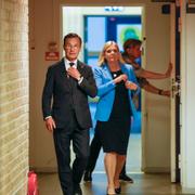 Statsminister Ulf Kristersson (M) och Socialdemokraternas partiledare Magdalena Andersson efter en EU-debatt i SVT:s Agenda förra sommaren.