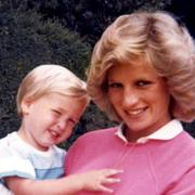 Prins William och prinsessan Diana/Arkivbild