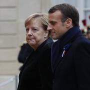 Arkivbild: Tysklands Merkel och Frankrikes Macron.