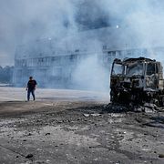 En bild från Kyiv efter en rysk attack.