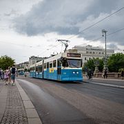 Spårvagn linje 7 på Kungsportsbron i Göteborg