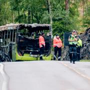 Bussen brann kraftigt. 