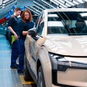 Volvo EX30s on the production line.