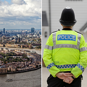 Arkivbilder på London och brittisk polis. 