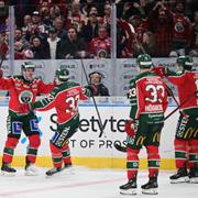 3 Frölundas Erik Thorell jublar efter 2-1 under onsdagens ishockeymatch i SM-slutspelet i SHL, kvartsfinal 7 i bästa av 7 mellan Frölunda HC och Leksands IF på Scandinavium. 